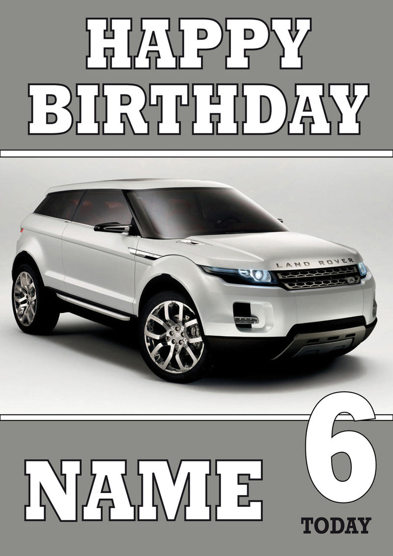 Personalised Rangerover THEME INSPIRED Style PERSONALISED Kids Adult FUNNY Birthday Card