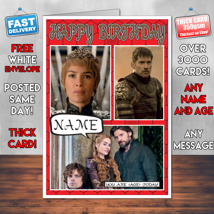 Lannister Family Personalised INSPIRED STYLE Game Of Thrones Birthday Card New 2017