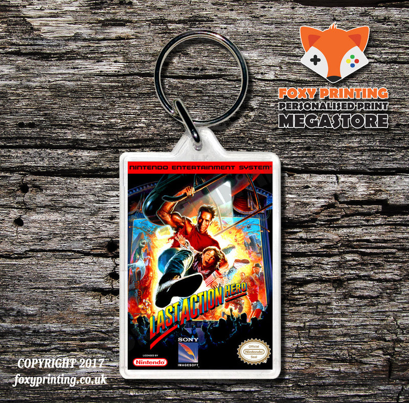 Laser Invasion Retro NES Game Cover Art Gaming Keyring
