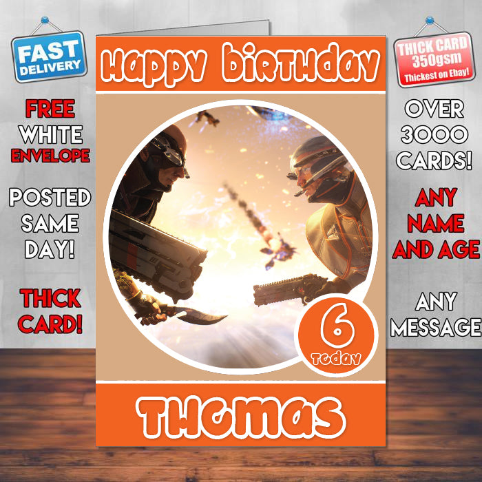 Lawbreakers Gunslingers Game Inspired Theme Personalised Kids Inspired Birthday Card (SA060917) – Lawbreakers Gunslingers Game Inspired Theme Personalised Birthday Card – personalised Birthday Card