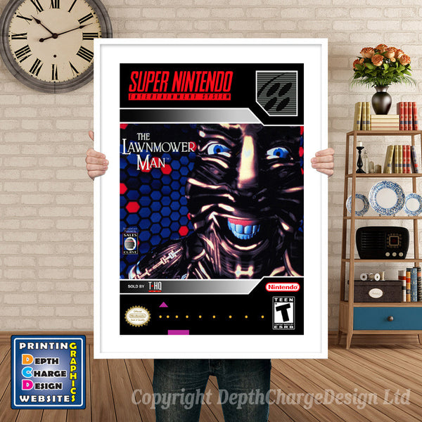 Lawnmower Man Super Nintendo Game Inspired Theme Retro Gaming Poster