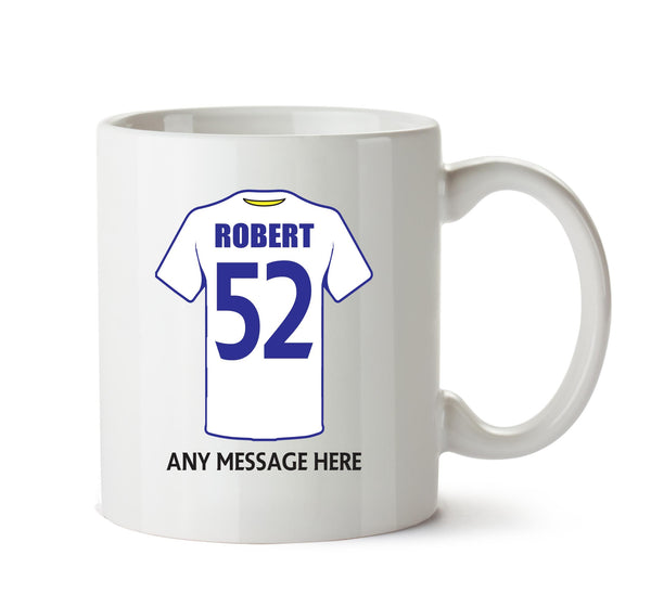 Leeds United Football Team Mug - Personalised Birthday Age and Name – printed mug product image 1