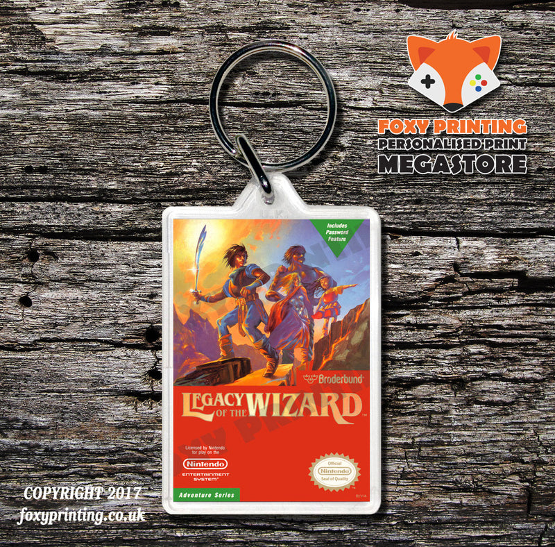 Legacy Of The Wizard Retro NES Game Cover Art Gaming Keyring