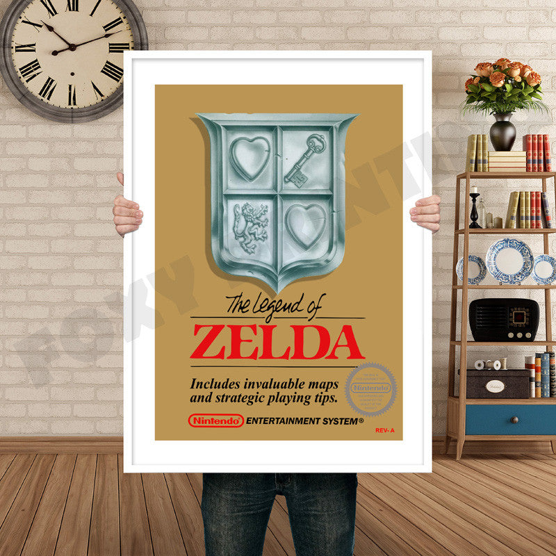 Legend Of Zelda Gold Retro GAME INSPIRED THEME Nintendo NES Gaming A4 A3 A2 Or A1 Poster Art 350