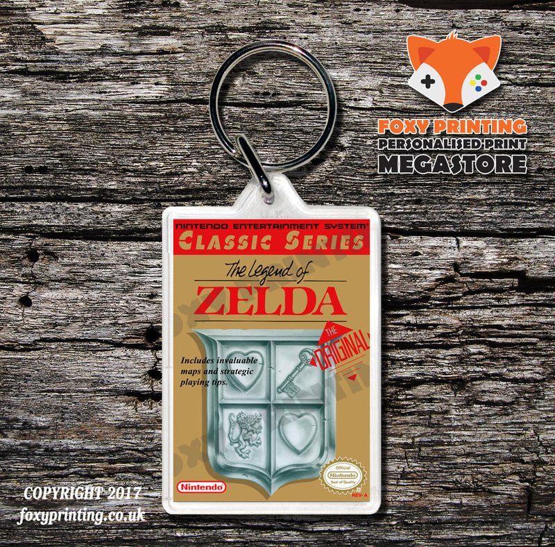 Legend Of Zelda Gold Retro NES Game Cover Art Gaming Keyring