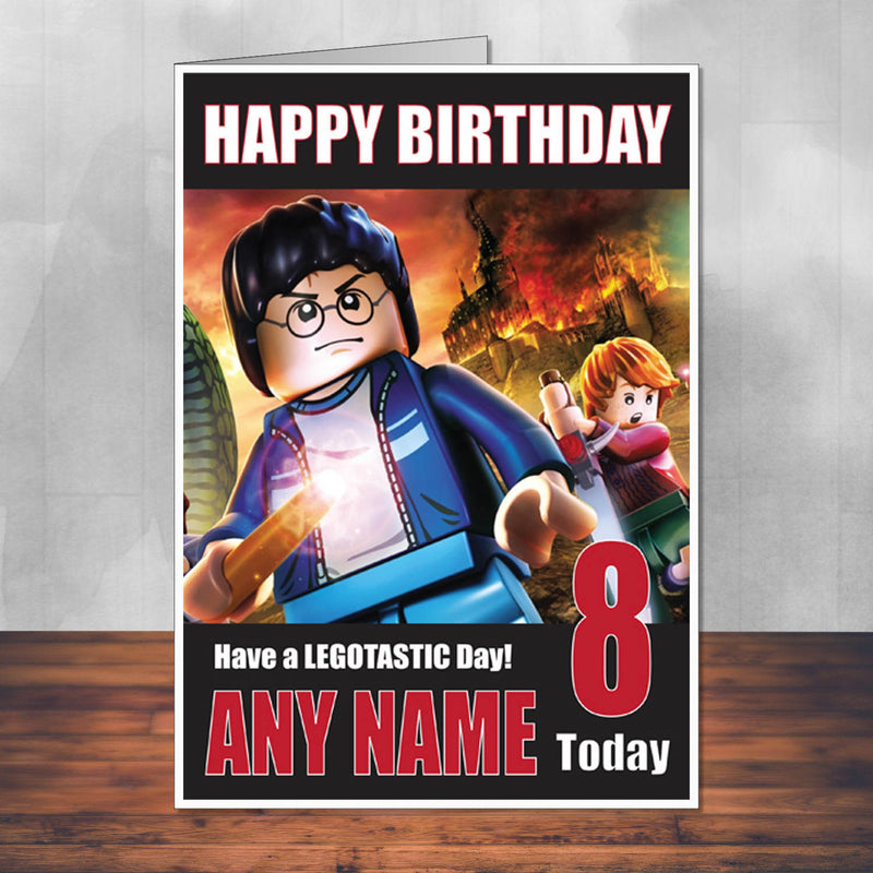 Lego Design 8 THEME INSPIRED Style PERSONALISED Kids Adult FUNNY Birthday Card