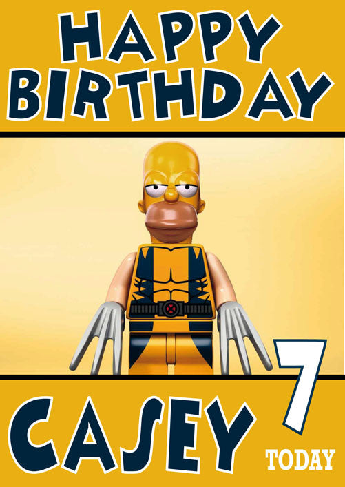 Lego Homerine Minfigure THEME INSPIRED Style Kids Adult FUNNY Birthday Card