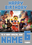 Lego Movie 1 Theme INSPIRED Personalised Birthday Card