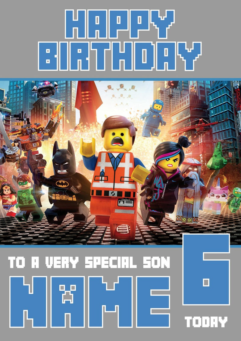 Lego Movie 1 Theme INSPIRED Personalised Birthday Card