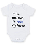 Leicester Eat Sleep Repeat Football Fan Baby Grow Bodysuit