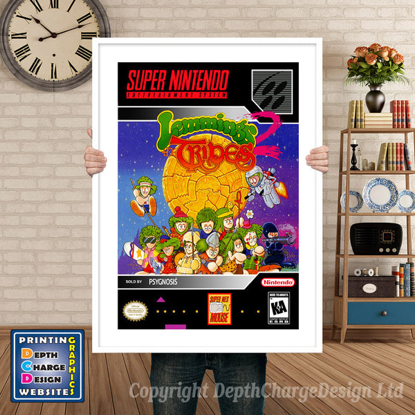 Lemmings 2 Super Nintendo Game Inspired Theme Retro Gaming Poster