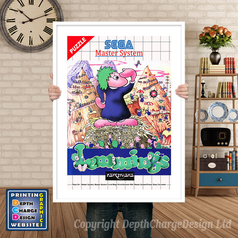 Lemmings EU Inspired Retro Gaming Poster A4 A3 A2 Or A1