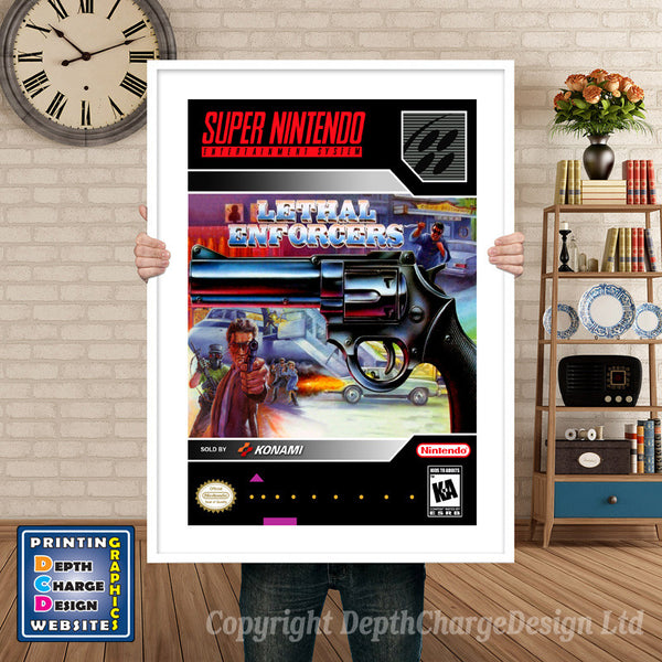 Lethal Enforcers Super Nintendo Game Inspired Theme Retro Gaming Poster
