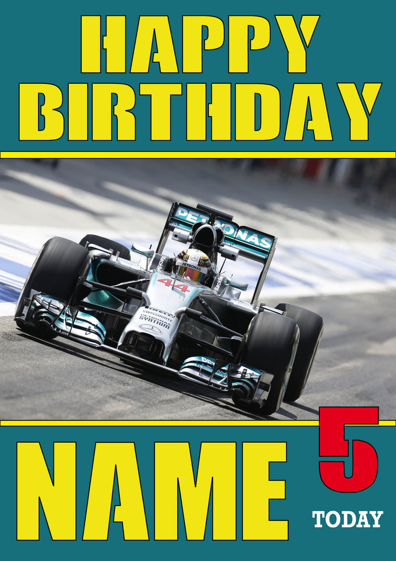 Personalised Lewis Hamilton F1 THEME INSPIRED PERSONALISED Kids Adult Birthday Card 4