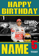 Personalised Lewis Hamilton F1 THEME INSPIRED PERSONALISED Kids Adult Birthday Card 5