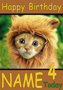Lion Kitten Costume Funny Kids Adult Personalised Birthday Card Gift Present