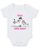 Little Sister Zebra Animals Baby Grow Bodysuit