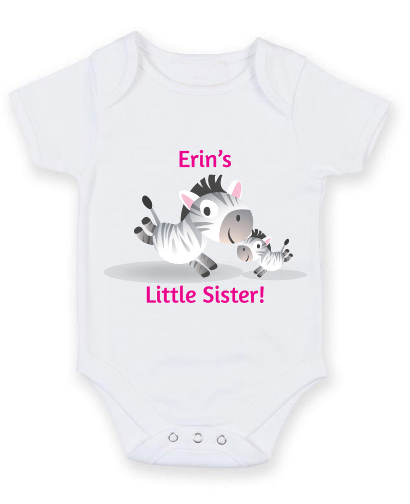 Little Sister Zebra Animals Baby Grow Bodysuit