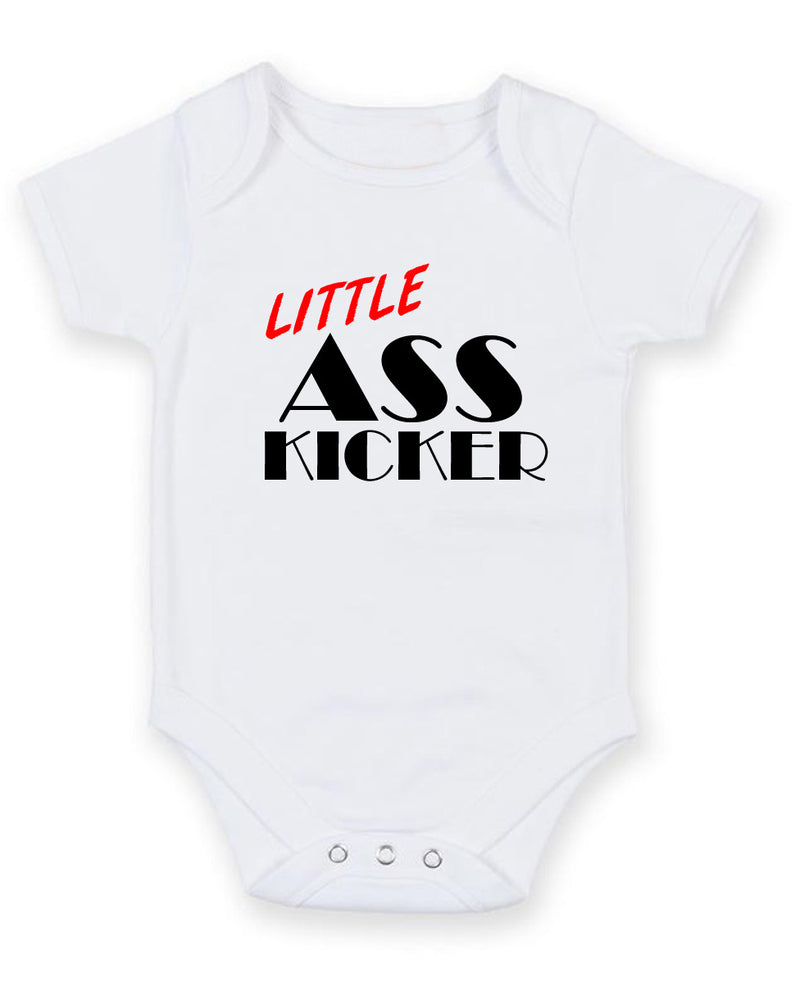 Little Ass Kicker Personalised Baby Boy Girl Unisex Short Sleeve Bodysuit