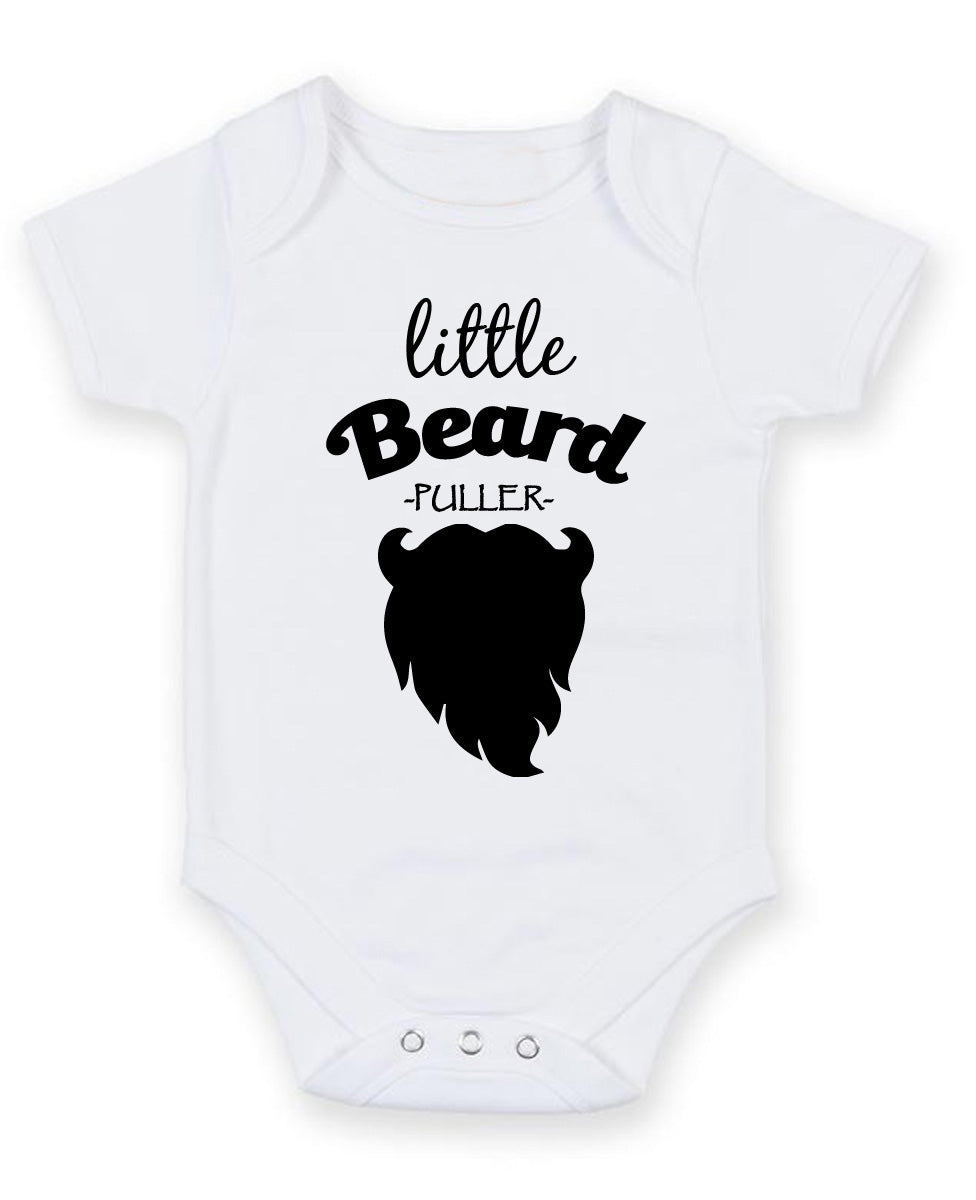Little Beard Puller Personalised Baby Boy Girl Unisex Short Sleeve Bodysuit