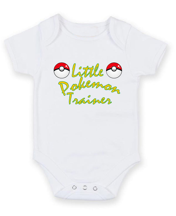Little Pokemin Trainer Personalised Baby Boy Girl Unisex Short Sleeve Bodysuit
