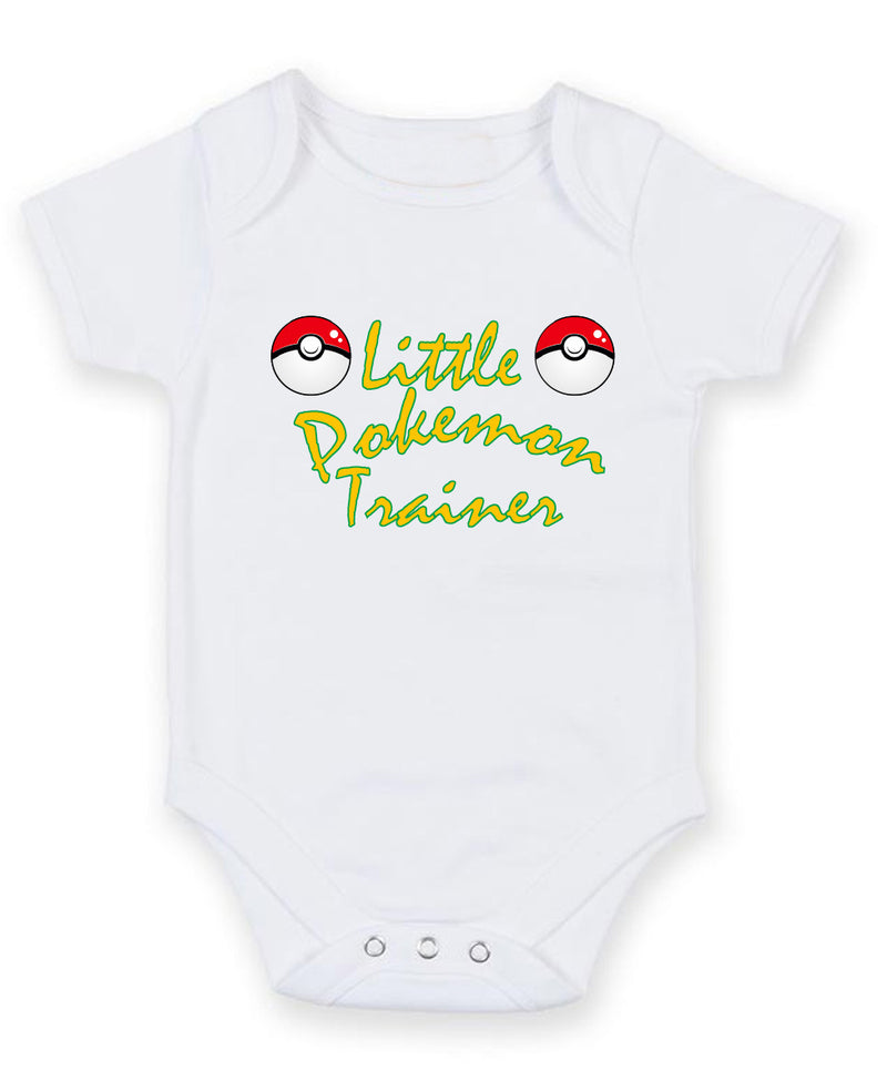 Little Pokemin Trainer Personalised Baby Boy Girl Unisex Short Sleeve Bodysuit