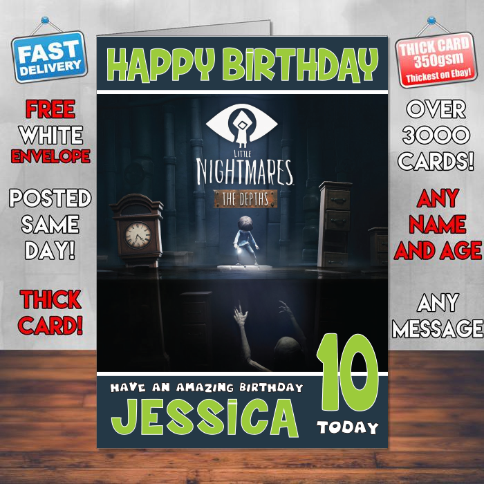 Personalised Little Nightmares The Depths Dlc Inspired Style Game Kids Inspired Birthday Card (SA)