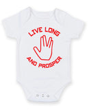 Live Long and Prosper Printed Baby Grow Bodysuit Boy Girl Unisex Gift