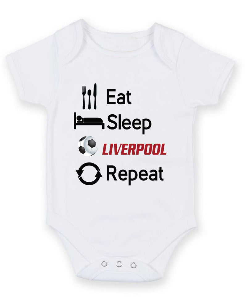 Liverpool Eat Sleep Repeat Football Fan Baby Grow Bodysuit
