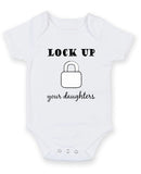 Lock Up Your Daughters Personalised Baby Boy Girl Unisex Short Sleeve Bodysuit