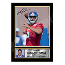 Logan Thomas 1 Limited Edition Football Signed Print - American Footballer