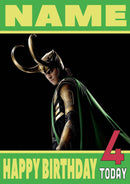 Loki THEME INSPIRED Style PERSONALISED Kids Adult FUNNY Birthday Card