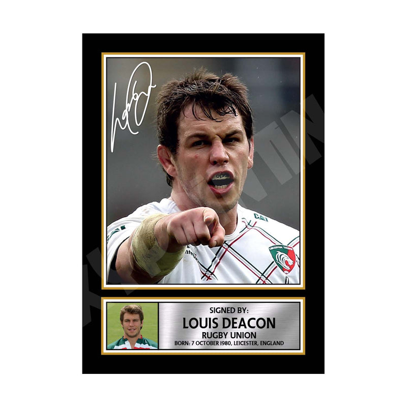 Louis Deacon 2 Limited Edition Rugby Player Signed Print - Rugby