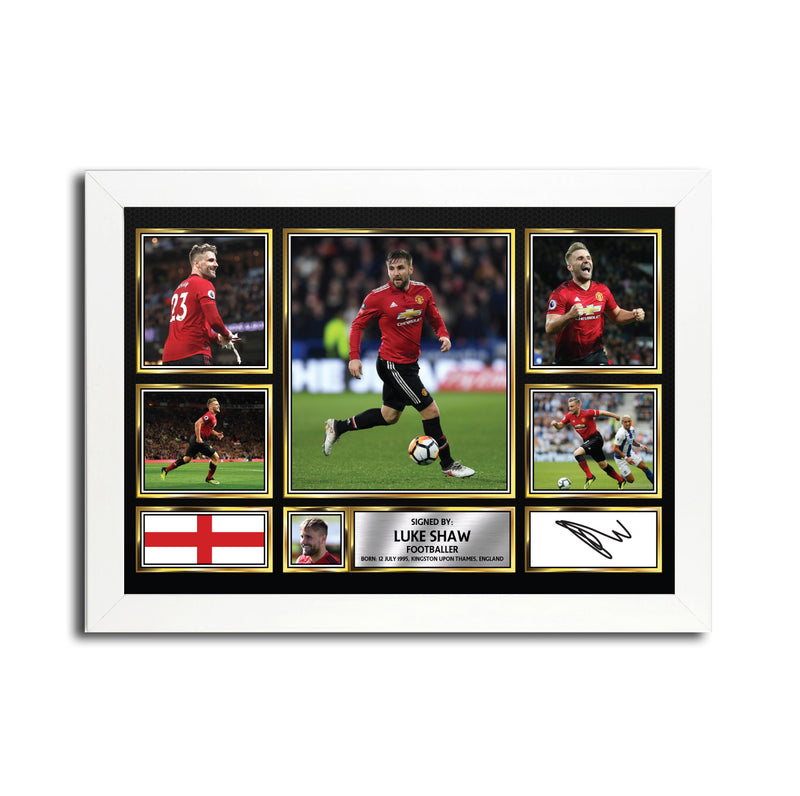 Luke Shaw MC1636 - Black Frame Autographed Football Poster