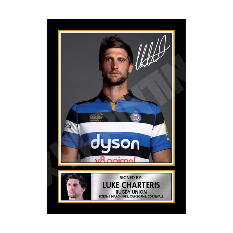 Luke Charteris 1 Limited Edition Rugby Player Signed Print - Rugby