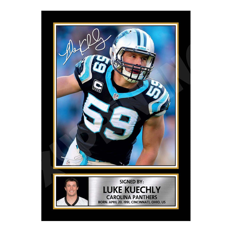 Luke Kuechly 1 Limited Edition Football Signed Print - American Footballer