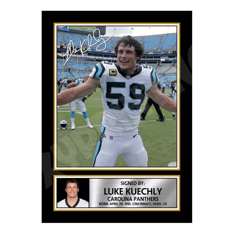 Luke Kuechly 2 Limited Edition Football Signed Print - American Footballer