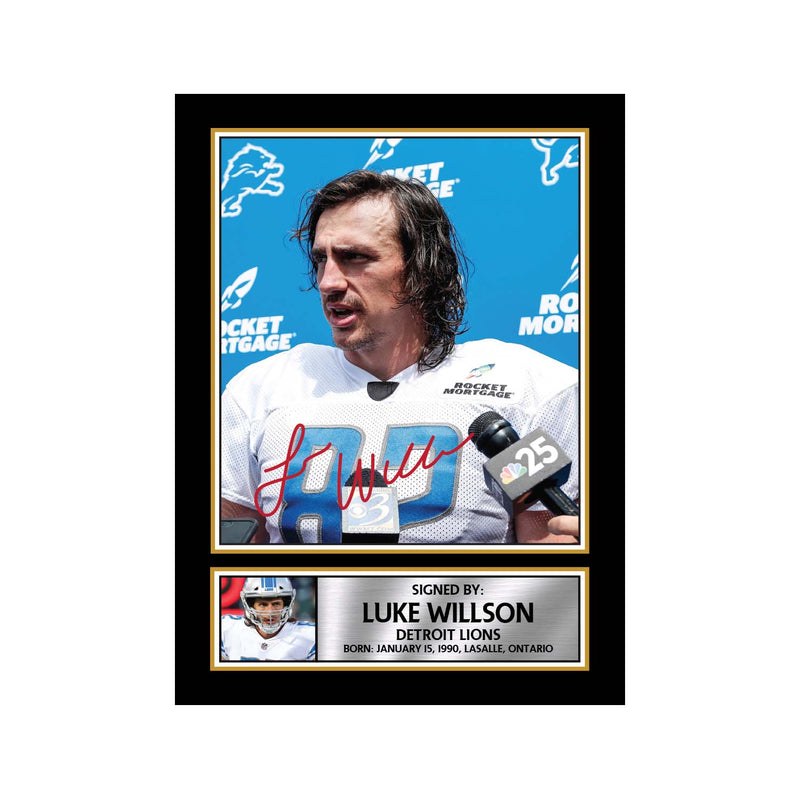 Luke Willson Limited Edition Football Signed Print - American Footballer