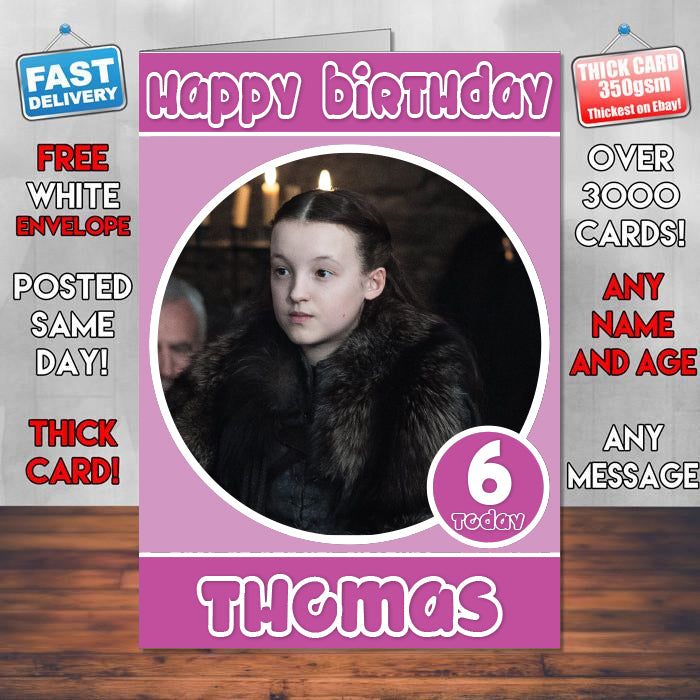 Lyanna Mormont INSPIRED STYLE Game Of Thrones Theme Style Personalised Kids Inspired Movie Birthday Card (SA)