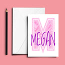 Personalised Name Word Art Poster Print Pink Letter M