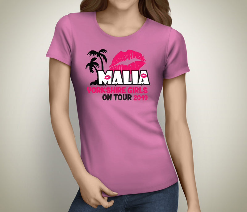 Malia Yorkshire Girls On Tour Colour Custom Hen T-Shirt - Any Name - Party Tee