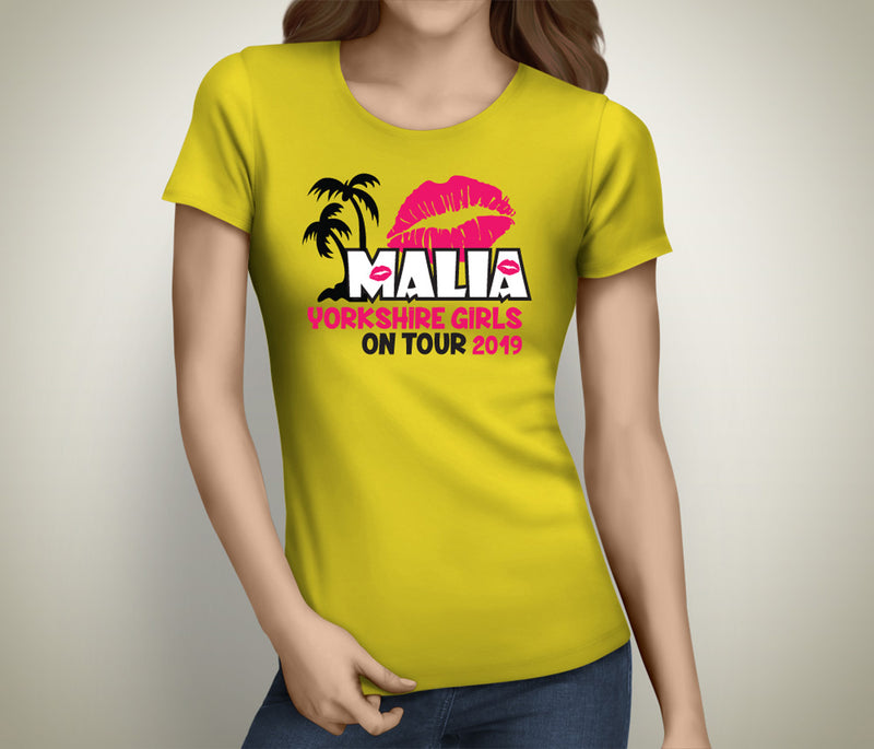 Malia Yorkshire Girls On Tour Colour Custom Hen T-Shirt - Any Name - Party Tee