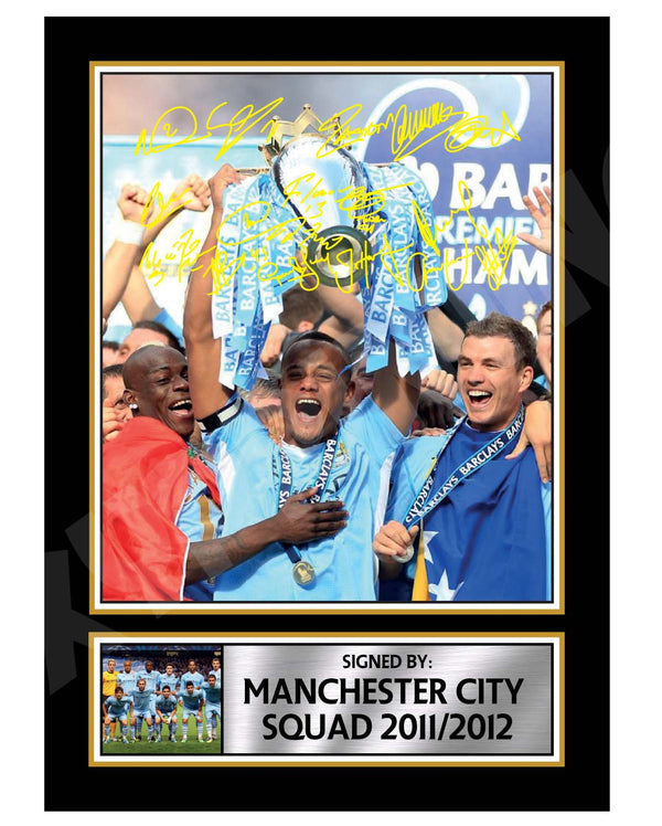 MANCHESTER CITY SQUAD Printed Signature 2011 2012 (1) Football Player Print