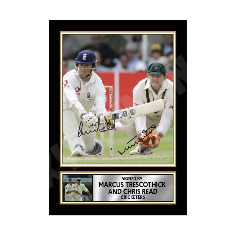MARCUS TRESCOTHICK + CHRIS READ Limited Edition Cricketer Signed Print - Cricket Player