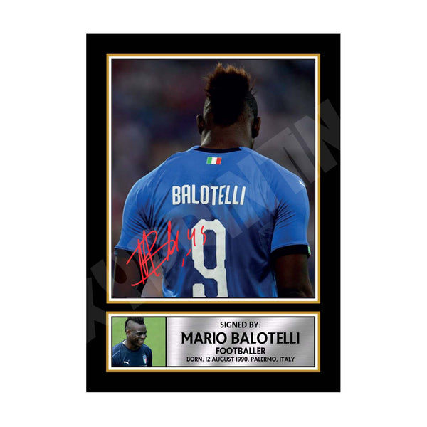 MARIO BALOTELLI ITALY (1) Football Player Printed Signature Print