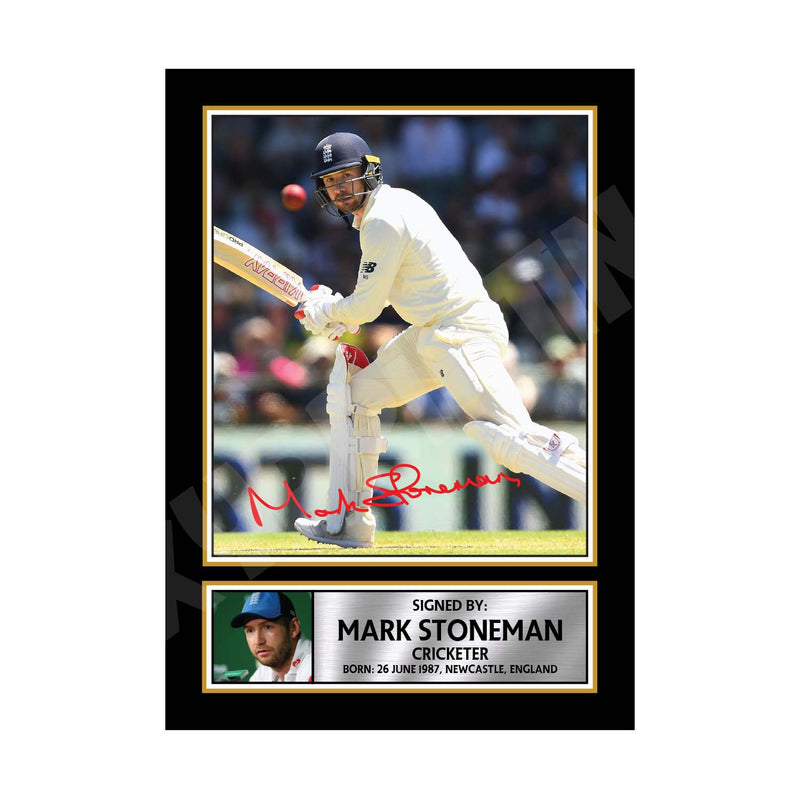 MARK STONEMAN Limited Edition Cricketer Signed Print - Cricket Player