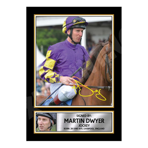 MARTIN DWYER Horse Racer Printed Signature Print – Horse Racing