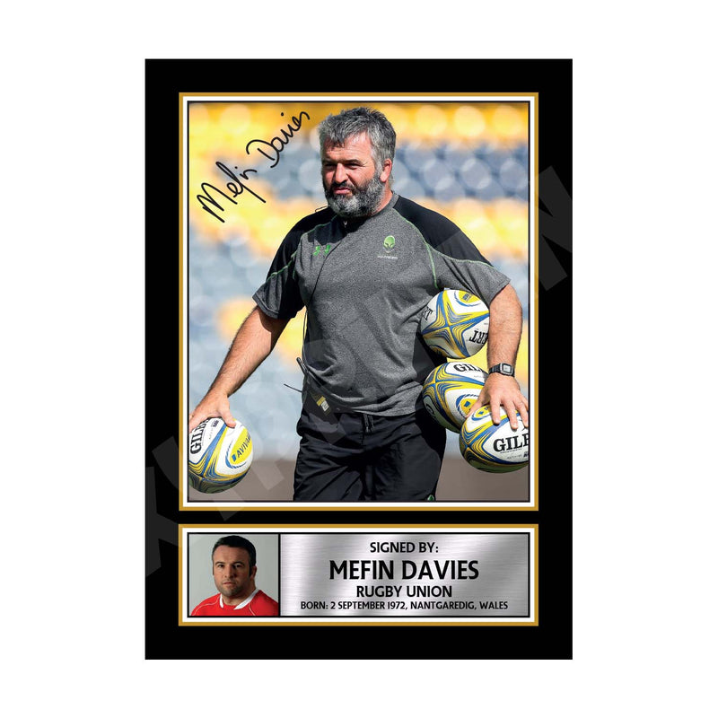 MEFIN DAVIES 2 Limited Edition Rugby Player Signed Print - Rugby