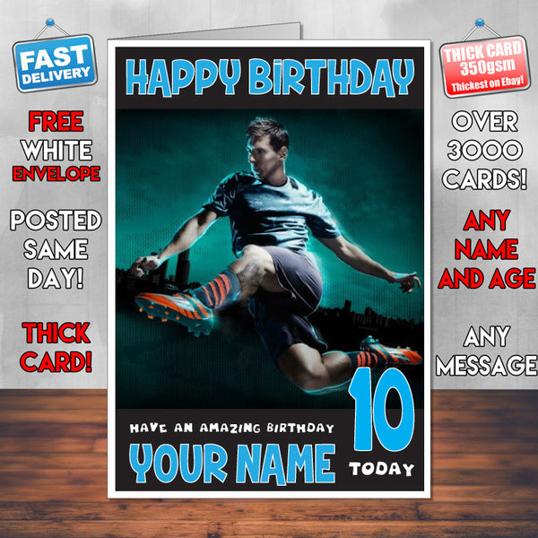 MESSI 2 BM2 THEME INSPIRED Kids Adult Personalised Birthday Card Birthday Card