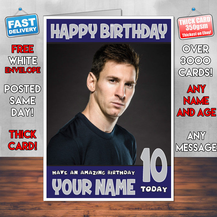 MESSI 4 BM2 THEME INSPIRED Kids Adult Personalised Birthday Card Birthday Card